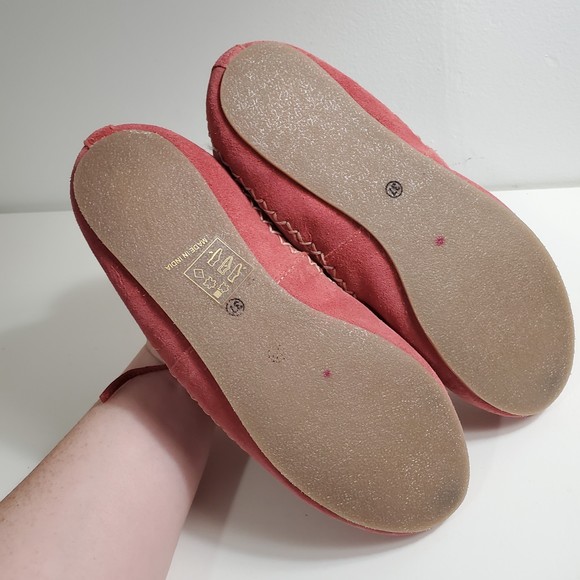 Free People 37 Llani Beaded Moccasins Pink Suede Leather Boho Flat Metallic - Picture 8 of 12
